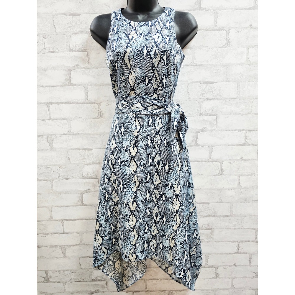 NWT‎ Banana Republic Blue Snakeskin Handkerchief Hem Midi Dress Size 2